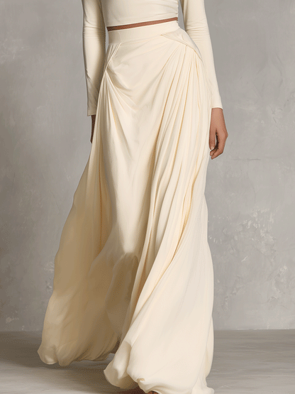 Women's Cream Chic Satin - Trimmed Cutout Two - Piece Set MDA0348I2I