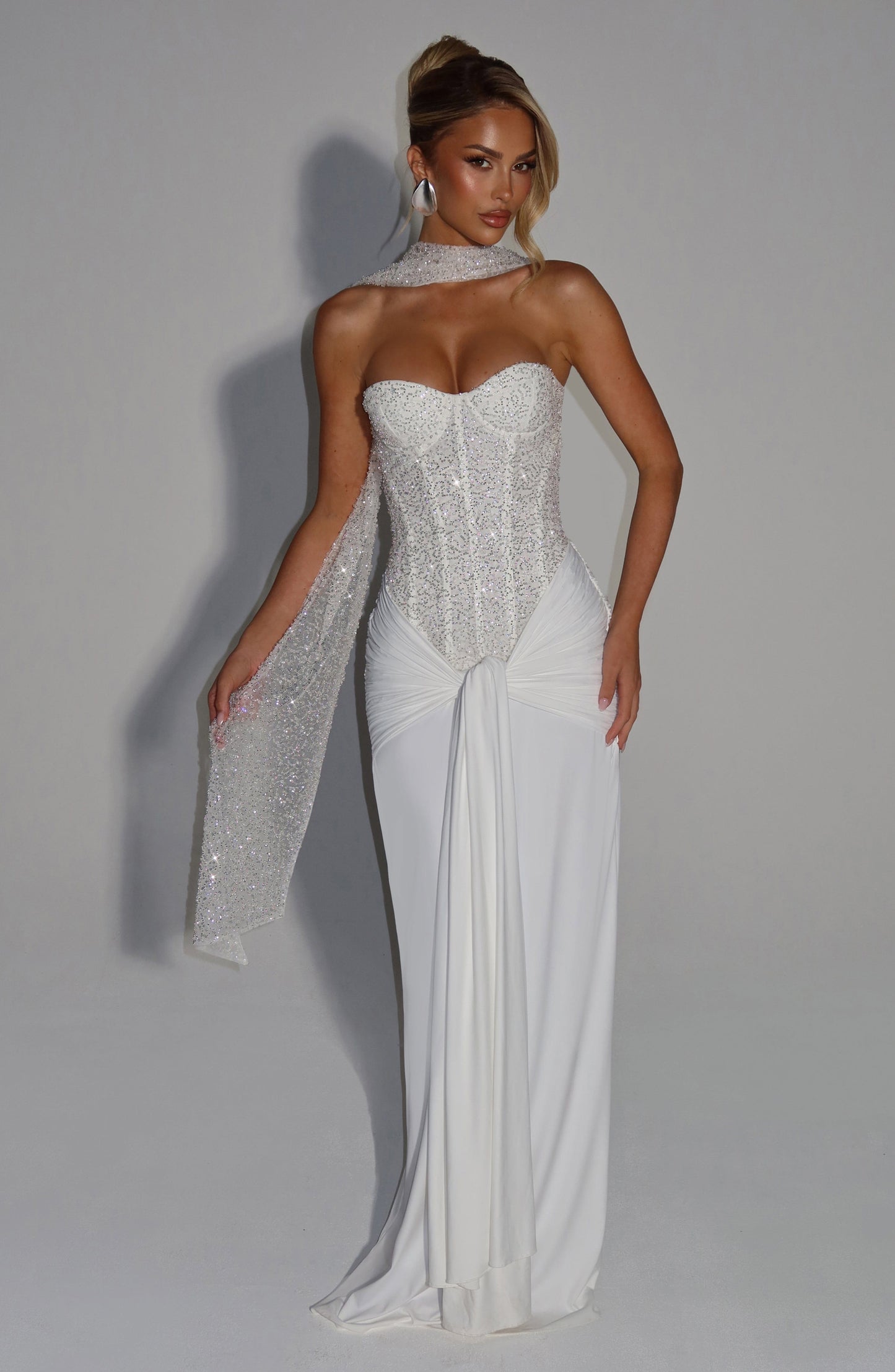 Midnight Elegance Dress - Ivory