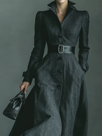 Women's Black Blend Stand Collar Trench Coat MDA2665H7T