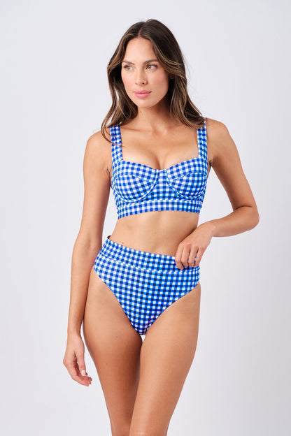 High-Cut High-Waisted Bikini Bottom COBALT BLUE